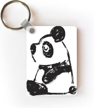 Sleutelhanger - Panda - Zwart - Wit - Illustratie - Uitdeelcadeautjes - Plastic
