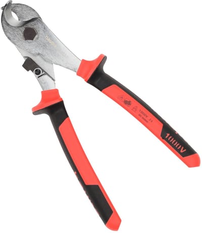 Haupa VDE geïsoleerde Kabelschaar 230 mm - 1000V - Zelfopenende scharnierveer - Hoogwaardig chroom-vanadium-staal - Enorme knipcapaciteit - IEC 60900:2012-norm - 2-componenten handgrepen met opgestoken isolatiehulzen