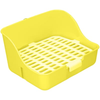 Petits Animaux Cage pour Animaux de Compagnie Bac à Litière Toilettes Plateau Pan Plastique ABS pour Lapin Hamster Doré Jaune