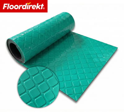 Floordirekt PVC-vloerbedekking Check Quadra - Vierkante Look - Groen - 110 x 100 cm - Antislip & Onderhoudsvriendelijk - Per meter - Op maat Gesneden - Verschillende Kleuren Beschikbaar
