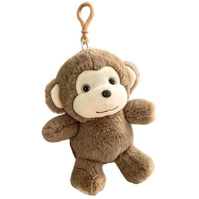 Pluche Knuffel Aap Sleutelhanger PP Katoen Zachte Pop Simulatie Aap Pop 18cm Cartoon Aap Knuffel Hanger bruin