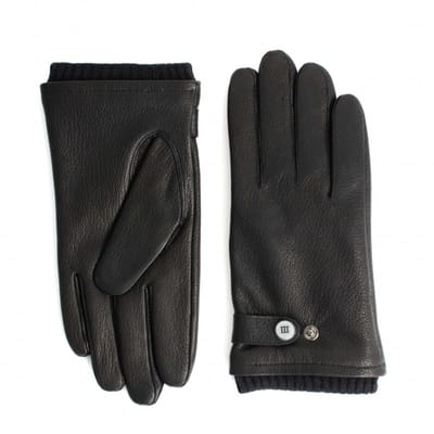 SANTO | Gevoerde leren handschoenen van schapenleer | zwart