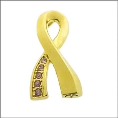 Aramat Jewels | Gedenkhangers | Stalen Pink Ribbon Ashanger – Gedenksieraad Borstkanker Bewustzijn | Goudkleur-Roze-3.5x1.8cm | |20mm | Staal | Volwassenen | Verkleurd niet