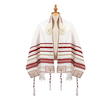VANDAAG VERZONDEN - Gebedssjaal 180cm - ROOD/ GOUD - Tallit Prayer Shawl - Joods Pouch - Synagoge Accessoire - Joodse Feestdagen Bar Mitswa