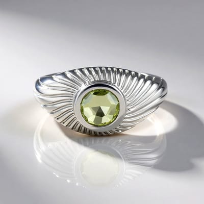 Cavill - Zilveren ring 925 Sterling met 0,9 ct groene amethist - 0,9 ct totaal - Moderne elegante ring met bezel zetting, Braziliaanse ronde edelsteen