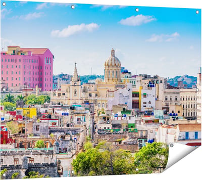Gards Tuinposter Havana Stad in Cuba - 120x90 cm - Tuindoek - Tuindecoratie - Wanddecoratie buiten - Tuinschilderij