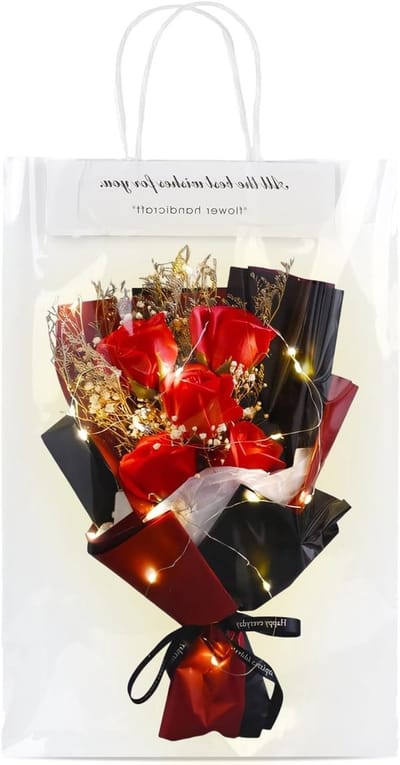 Eternal Flower met LED Verlichting, Romantisch Geschenk voor Vrouwen, Altijd Bloemen Boeket voor Verjaardag, Moederdag en Valentijnsdag, Perfect voor Echtgenote, Vriendin of Moeder
