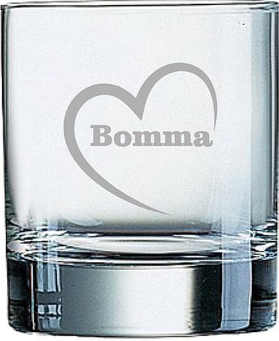 Whiskeyglas gegraveerd - 20cl - Bomma-hartje