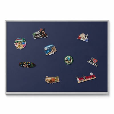 Tulup Magneetbord met Zilveren Frame - Marine Magneetbord in Effen Kleuren - 100 cm x 70 cm - Kleur: donker marineblauw - Magnetisch Bord Rechthoekig - Magnetisch Bord voor aan de Wand - Magneetbord met Effen Frame