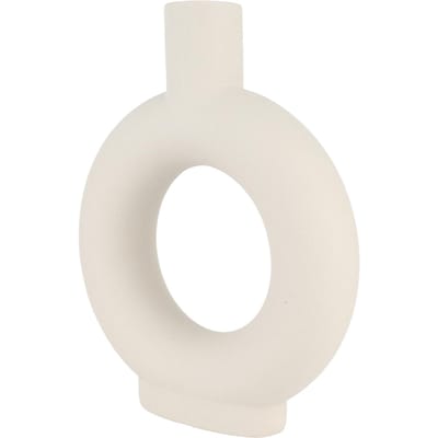 Cirkel Keramische Vaas Circulaire Holle Bloemenvaas Moderne Matte Vaas Ornament voor Woonkamer Slaapkamer beige