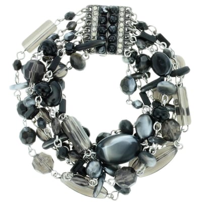Behave - Zwarte kralen armband - feestelijke stijl - 18 cm