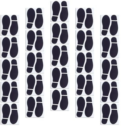 Dailygoods- Vloerstickers 25 Paar - Zwarte Schoenstickers - Voetafdruk Vloerstickers - Waterdicht PP - Antislip - Goede Kleefkracht