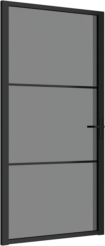 Binnendeur met ESG Veiligheidsglas en Zwart Aluminium Kozijn