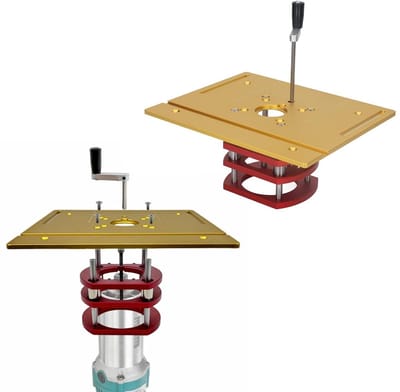 Houtbewerking Freeslift - Werkbank Inlay - Precisie Houtbewerking - Handmatige Hoogteverstelling - 240x200mm Plaat - Goud