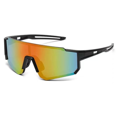 Zonnebril - Fiets - Sport - Festival bril - Rave - Voor heren en dames - Zwart - Oranje spiegelglas
