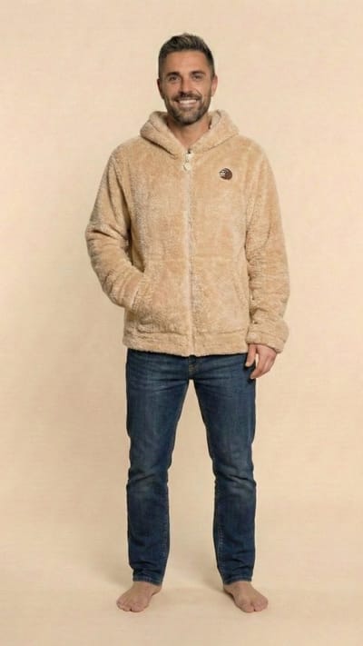 Knuffle Fleece Sweater® - Premium kwaliteit, warm & superzacht - Gemaakt van 100% duurzame Knuffle Fleece Fabric® - Uit een review: "Je gaat van deze sweater houden!" - In 3 kleuren, vanaf maat 122 tm XL - Dit is Champagne/Licht Beige, maat 122/128