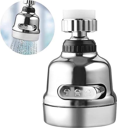 Waterbesparende kraankop met 2 standen -Zilver- kraan opzetstuk- roterende kraankop - kraan koppelstuk - perlator