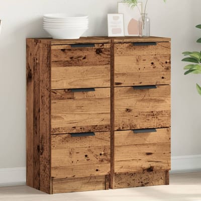 vidaXL - Dressoirs - 2 - st - 30x30x70 - cm - bewerkt - hout - oud - houtkleurig