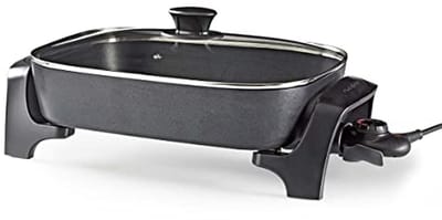 Elektrische Hapjespan 40 cm - 2200W - met Stoomventiel - Inclusief Deksel - Vaatwasmachine Bestendig - Zwart