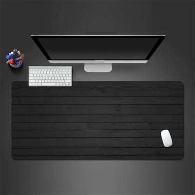 Grote Muismat - Bureauonderlegger - Gaming Kantoor - Superfijn Vezeloppervlak - 100x50cm - Donker Strip Hout