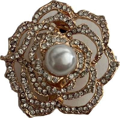 Petra's Sieradenwereld - Vestklem rond rosekleurig met strass en parel (96)