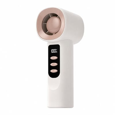 Draagbare Handventilator - Turbo Ventilator met 5 Snelheden - 2000 mAh Oplaadbare USB Mini Ventilator - Bureauventilator voor Reizen, Kantoor en Hete Zomerdagen - Gebroken wit
