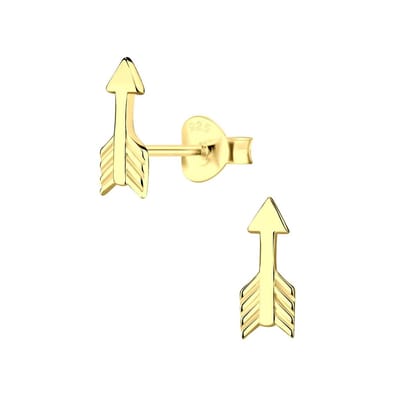 Joy|S - Zilveren pijl oorbellen - 4 x 10 mm - gold plated