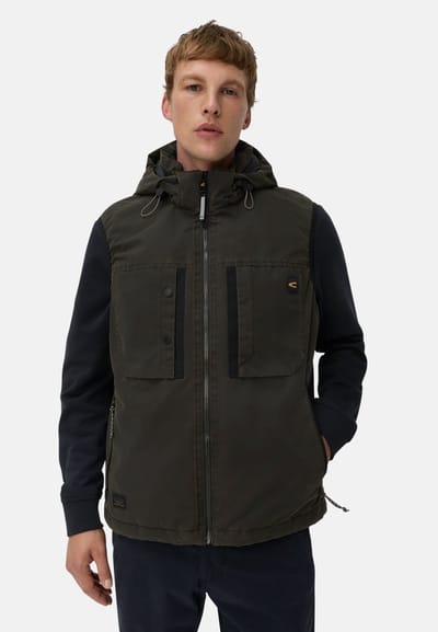 camel active Outdoorvest met afneembare capuchon - Maat menswear-M - Donkerbruin