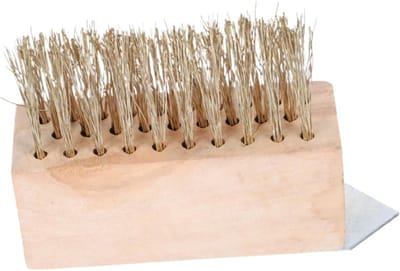 Onkruidborstel Staaldraad - Terras Reiniger - Onkruid Verwijderen - Met Houten Handvat - 12x8x3.5cm - Meerkleurig