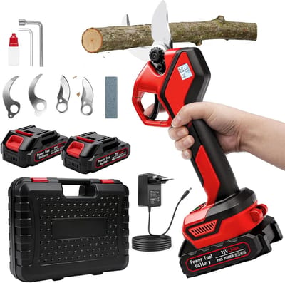 Accu Snoeischaar - Elektrisch Gereedschap - Takken Snoeien - Krachtige Borstelmotor - 4 cm Snijdiameter - Rood