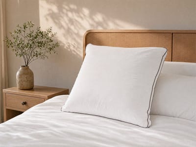 Vente-unique Kussengevoelig hoofdkussen in perkaal katoen - 91 draden/cm² - 65 x 65 cm - 700 gr - Wit - AUXENCE