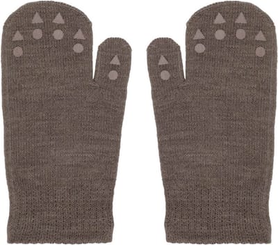 GoBabyGo Merino Wollen Grip Wanten Brown Melange 0-3 Jaar