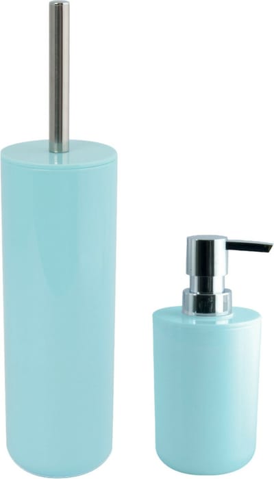 MSV Toiletborstel in houder 38 cm/zeeppompje 260 ml set Moods - kunststof - mintgroen