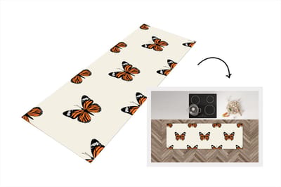 Keukenloper - Loper keuken - Vlinder - Insecten - Patronen - 150x50 cm - Keukenloper vinyl