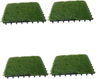 Kunstgras Tegels - Nepgras Vloer - Tuin Decoratie - Vergrendelingssysteem - 4 Stuks - Groen