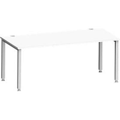 Bureau MODENA FLEX, rechthoekig, 4-poots vierkante buis, B 1800 x D 800 x H 720-820 mm, wit/wit aluminium
