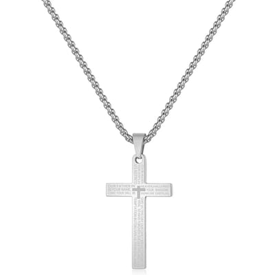 Fako Bijoux - Cubaans Kruis Voor Mannen Medium - Ketting Met Kruis - Heren Ketting - Holy Cross - 26x46mm - 60cm - 2.5mm - Stainless Steel - RVS - Staal - Zilverkleurig