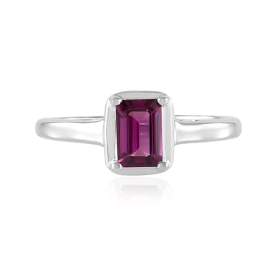 Cavill - Zilveren ring 925 gerhodineerd - Achthoekige Naktamunda Rhodoliet 0,616 ct - Indiaas sieraad met prong zetting - smal elegant ontwerp
