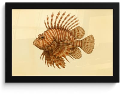 Poster in lijst - Fotolijst 30x20 cm - Posters - Strepen - Vis - Rond - Stekels - Posterlijst zwart - Decoratie - Wanddecoratie woonkamer - Muurdecoratie slaapkamer