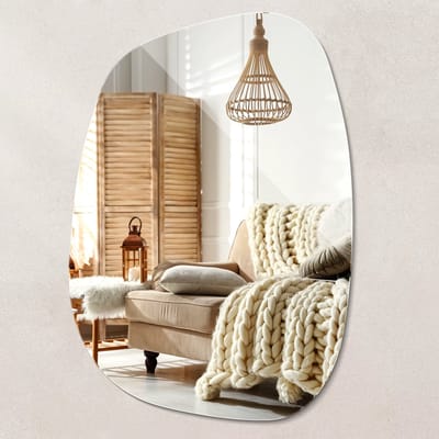 Wallfluent Wandspiegel - Organische Spiegel - 49 cm x 34 cm - Badspiegel Vlek - Toiletspiegel Onregelmatig - Organische Vorm Spiegel - Spiegel Asymmetrisch - Woonkamer Spiegel - Moderne Spiegel