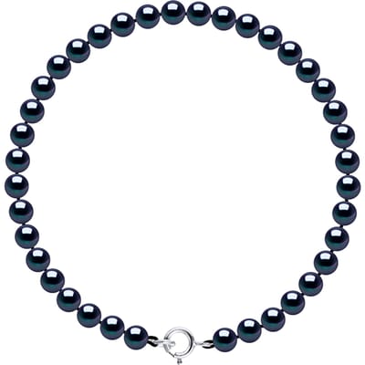 Kralen armband Zoetwater 4-5mm Ronde Zwart Wit Goud 18 Karaat