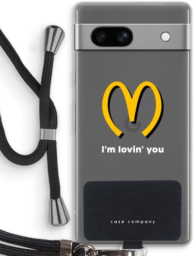 Case Company® - Hoesje met koord geschikt voor Google Pixel 7A hoesje met Koord - I'm lovin' you - Telefoonhoesje met Zwart Koord - Bescherming aan alle Kanten en Over de Schermrand