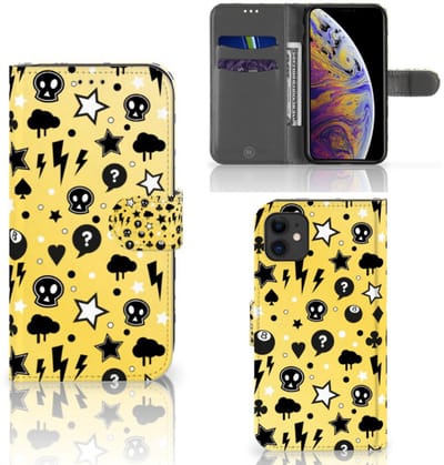 Boekhoesje voor Telefoonhoesje met Naam Apple iPhone 11 Punk Geel