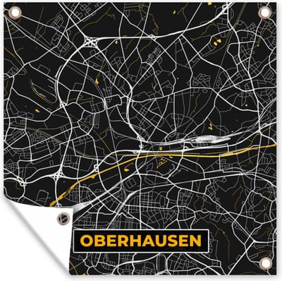 Tuin poster Oberhausen - Stadskaart - Plattegrond - Kaart - Goud - Duitsland - 200x200 cm - Tuindoek