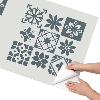 Coloray Meubel Wrap Folie - Grijs Meubelfolie - 75x150 cm - Decoratiefolie Geometrische tegels - Meubel Wrap Folie - Geometrische Meubelfolie - Plakfolie Meubels - Keuken decoratie - Geometrie