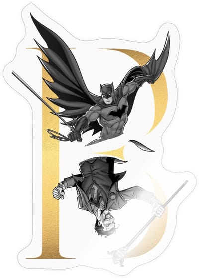 Batman 80 Jaar Joker Sticker maat S (10 x 10 cm)
