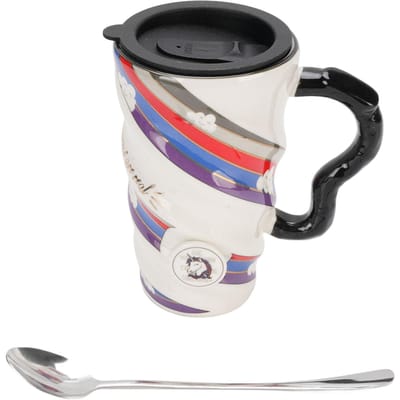 Keramische Koffiemok Groot 520ml Inhoud met Deksel Innovatief Uniek voor Thuis Reizen L(for 6.5-9kg) gray
