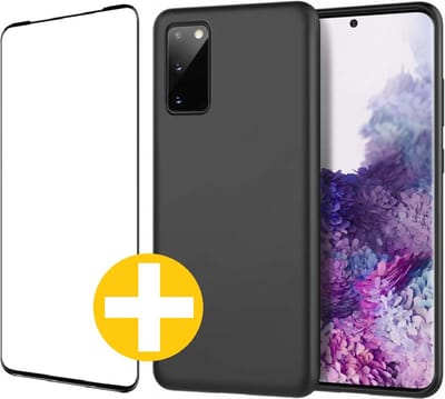 Hoesje en Screenprotector Combi Geschikt Voor Samsung S20 FE - Zwart Hoesje + Premium Screenprotector