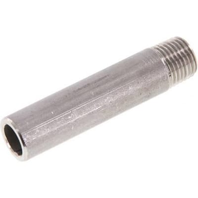 R 1/4'' Buitendraad x 13.5mm RVS Pijpnippel met Las uiteinde 20 Bar DIN 2982 - 60mm
