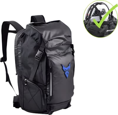 CarryQuest® - Motor Rugzak - 48L - Backpacks - Backpack - Waterdichte Rugzak - Motortransport - Reisrugzak - Avontuur - Zwart/Blauw - Laptop Backpack - Backpack Rugzak - Backpack Dames - Backpack Heren - Zwart